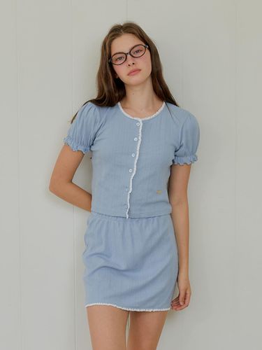 Lace Banding Mini Skirt_Sky Blue - ANOETIC - Modalova