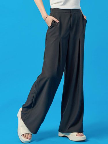 Summer Air Cooling Pintuck Slit Wide Slacks_Black - KOLEAT - Modalova