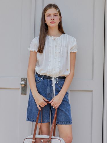 Frill String Ribbon Blouse_White - ANOETIC - Modalova