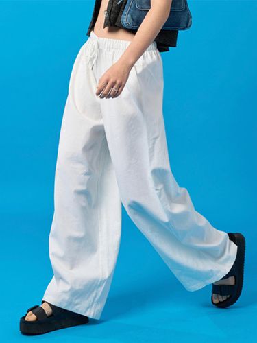 Summer Linen Wide Slacks Banded Pants_White - KOLEAT - Modalova