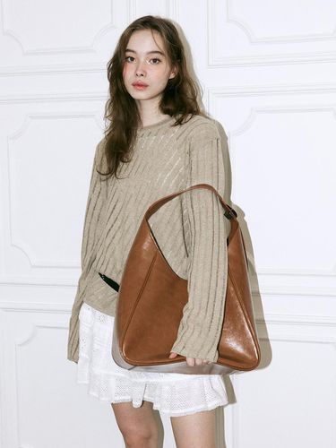 Plaque Hobo Bag_Camel - ELBATEGEV - Modalova