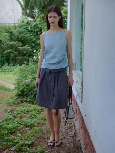 Linen Fold Skirt_Charcoal - REBOLD - Modalova