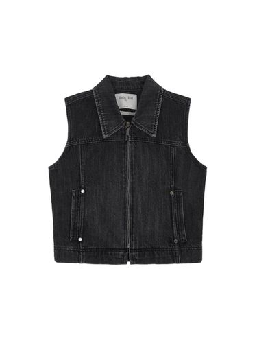 Slim Zip Up Denim Vest_Black - Matin Kim - Modalova