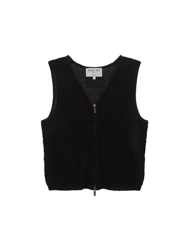 Stripe Texture Knit Zip Up Vest_Black - Matin Kim - Modalova