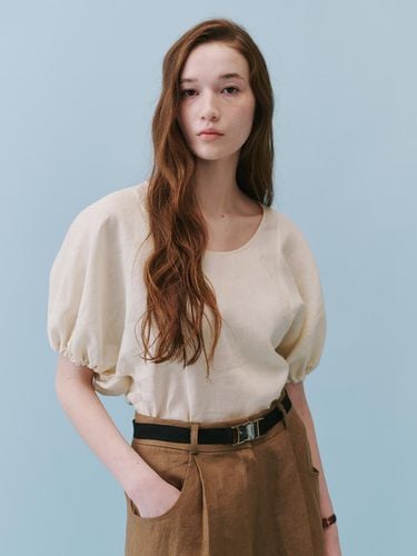 Linen Shirred Half Blouse - REBOLD - Modalova