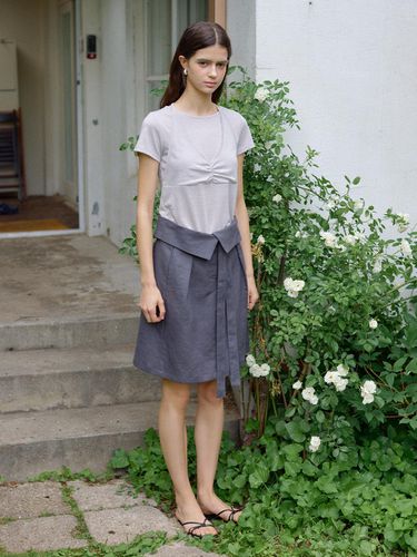 Linen Halterneck T-shirt_Light Gray - REBOLD - Modalova