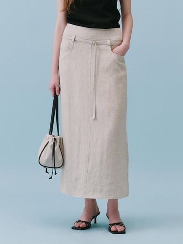 Belted Linen Long Skirt - REBOLD - Modalova