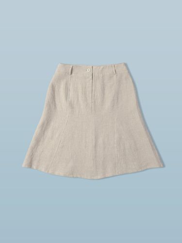 Linen Cutting Flared Skirt_Natural - REBOLD - Modalova