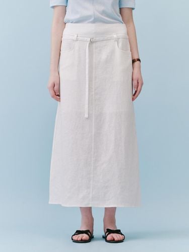 Belted Linen Long Skirt - REBOLD - Modalova