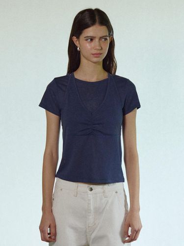 Linen Halterneck T-shirt_Navy - REBOLD - Modalova