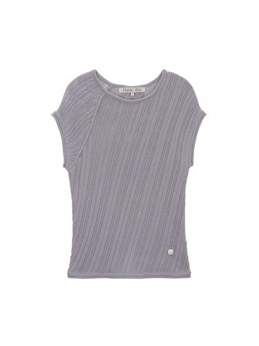 Diagonal Texture Half Sleeve Knit Top_Lilac - Matin Kim - Modalova