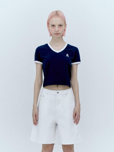 V-neck Contrast T-shirt - Navy - Rest&Recreation - Modalova