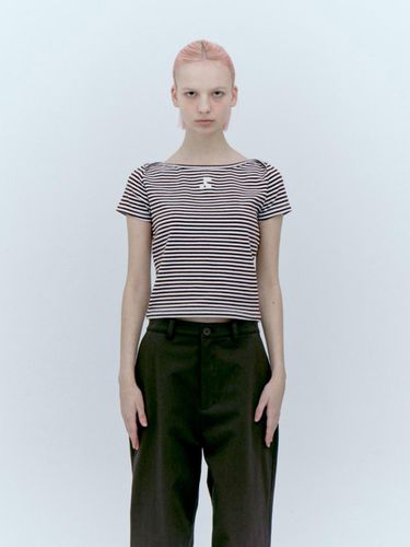 Stripe Boat Neck T-shirt - Brown - Rest&Recreation - Modalova