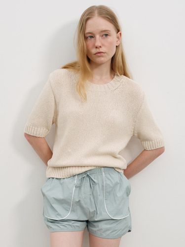 Slub Round Half Knit Top - URAGO - Modalova