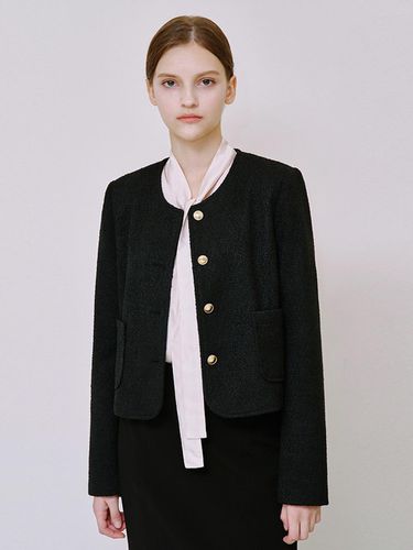 Belly Warm Tweed Jacket (Black) - DEHEVE - Modalova