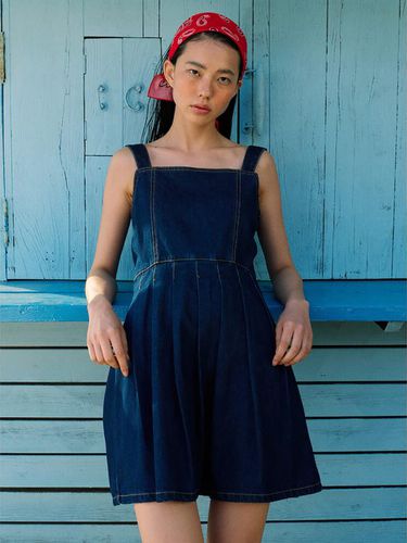 Pleats Denim Mini Dress_Blue - kuho plus - Modalova