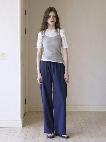 Viscose Banded Pants_Navy - Tillber - Modalova