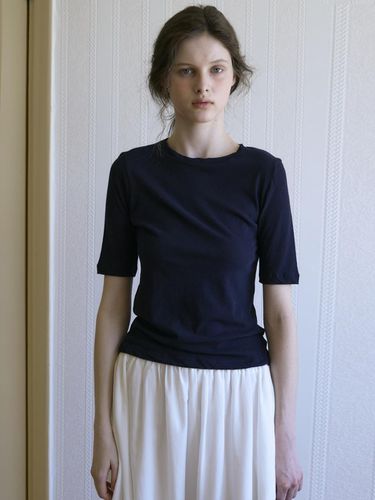 Summer Cotton Half T-shirt_Navy - Tillber - Modalova