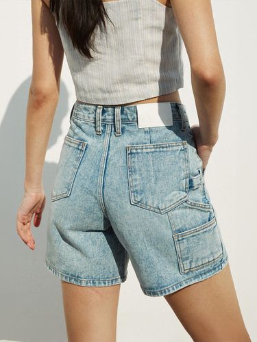 Carpenter Denim Shorts_Washed Blue - RE RHEE - Modalova