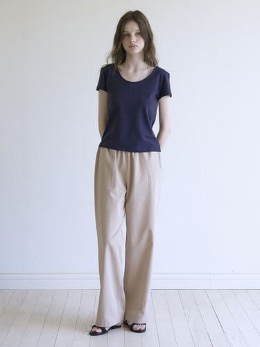 Viscose Banded Pants_Beige - Tillber - Modalova