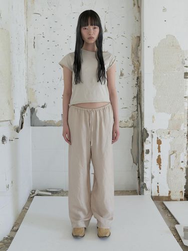 Linen Silk String Pants (Beige) - REPOS - Modalova