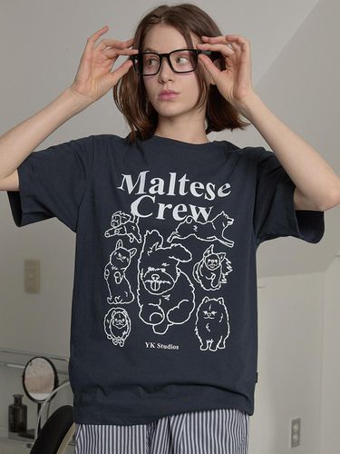 Maltese Crew Line Graphic T-shirt_Navy - WAIKEI - Modalova