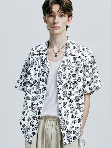 Coconut Hawaiian Paisley Half Shirt_White - S SY - Modalova