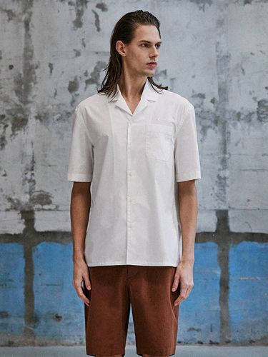 Cotton Oversized Short Sleeve Shirt_White - SOLEW - Modalova