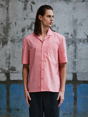 Cotton Oversized Short Sleeve Shirt_Pink - SOLEW - Modalova