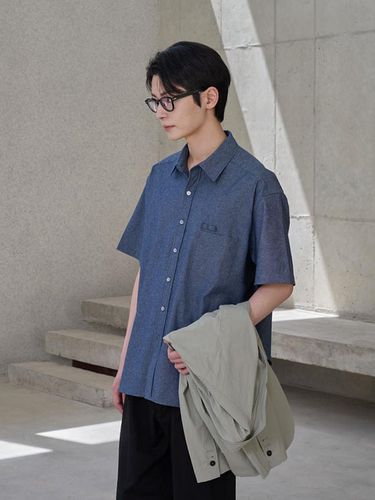 Chambray Office Short-Sleeve Shirt - TLEYOUNG - Modalova