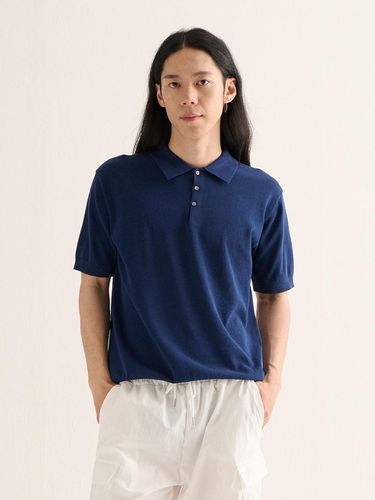 Linen Cooling Polo Shirt_Navy - Analogmood - Modalova