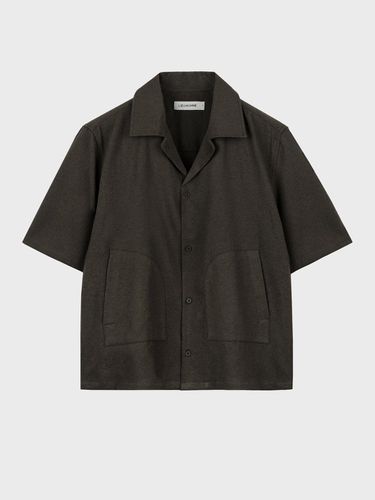 Open Collar Linen Outer Shirt_Brown - LIEU HOMME - Modalova