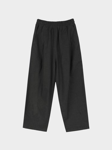 Wide Tuck Linen Banding Pants_Black - LIEU HOMME - Modalova