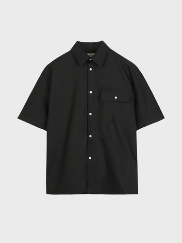 Flap Pocket Oxford Half Sleeve Shirt_Black - LIEU HOMME - Modalova