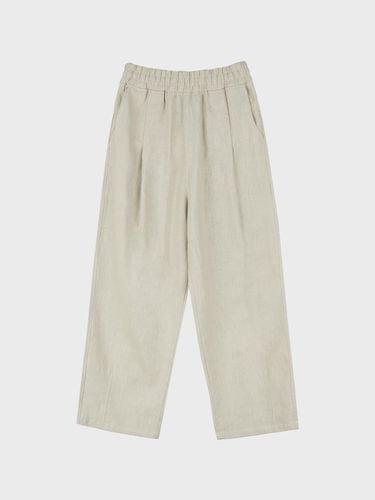 Wide Tuck Linen Banding Pants_Light Grey - LIEU HOMME - Modalova