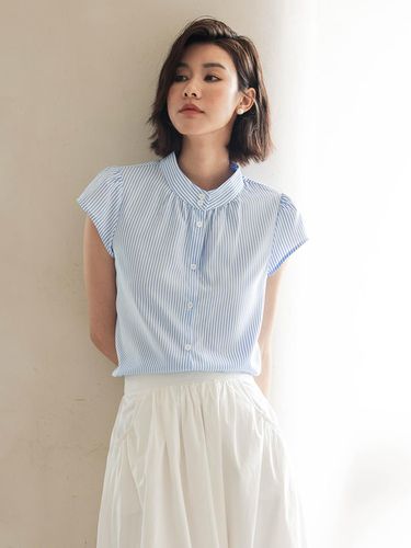 Blue Striped Short Sleeve Shirt - LANGSON - Modalova