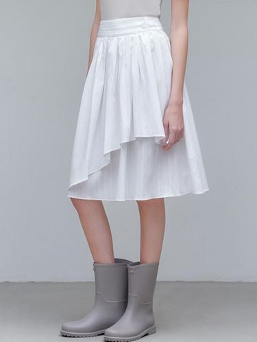 Wrap Gather Midi Skirt_White - ourcomos - Modalova