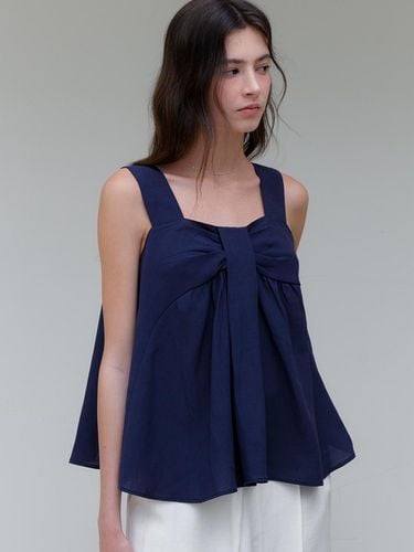 Draped Flare Blouse_Navy - ourcomos - Modalova