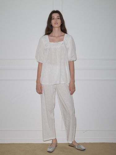 Square Neck Pajamas - White - Melanie Joy - Modalova