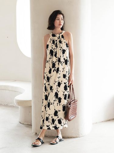 Floral Halter Neck Sleeveless Dress - LANGSON - Modalova