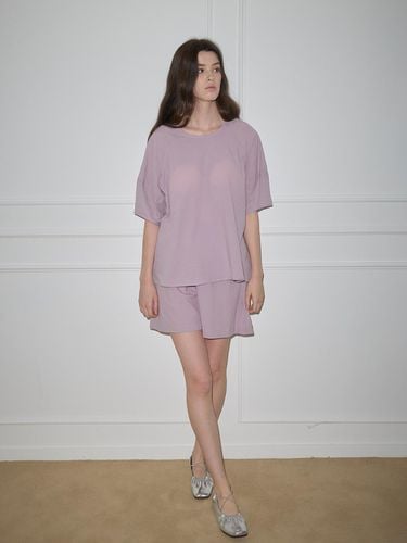 Round Neck Loose Pajamas - Purple - Melanie Joy - Modalova