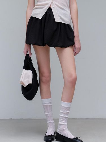 Waffle Balloon Skirt_Black - ourcomos - Modalova