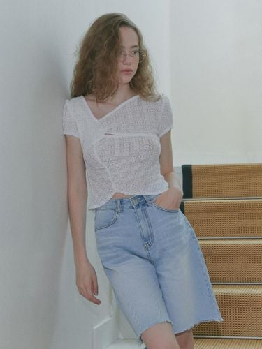 Denim Bermuda Shorts - Light Blue - margarin fingers - Modalova