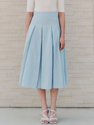 Lean Pleats Long Skirt_Blue - ZEROSTREET - Modalova