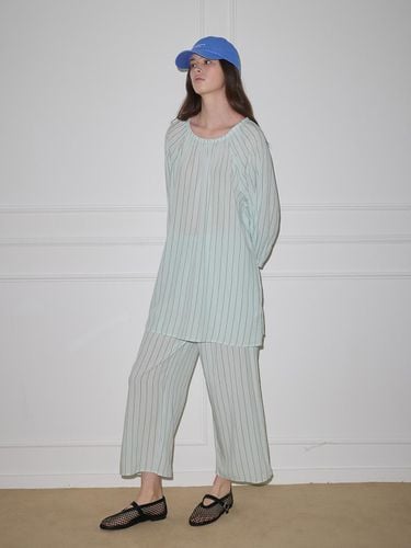 Light Stripe Long Pajamas - Blue - Melanie Joy - Modalova