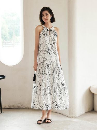 Ink Print Halterneck Dress - LANGSON - Modalova