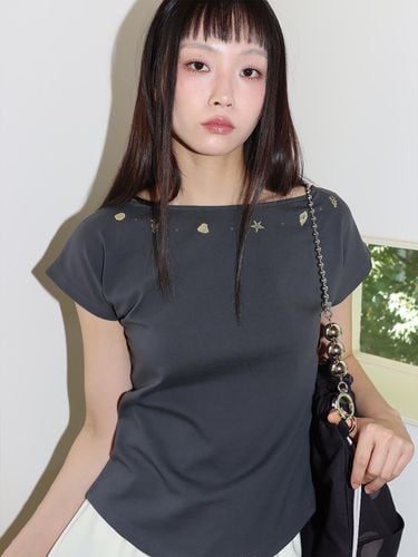 Shell Cap Sleeve T-shirt _ Charcoal - ONSKA - Modalova