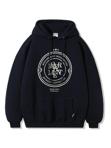 Oversized Emblem Hoodie_Navy - Moderment - Modalova