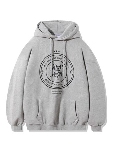 Oversized Emblem Hoodie_Melange Gray - Moderment - Modalova