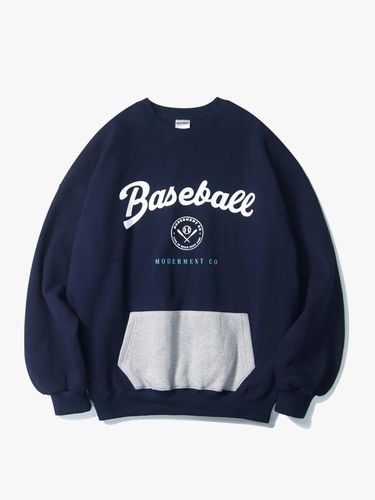 Baseball Oversized Sweatshirt_Navy - Moderment - Modalova